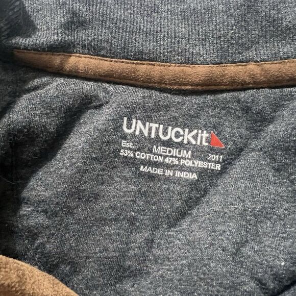 Untuckit Sweatshirt Mens M Gray Quilted 1/4 Zip Pullover Fleece Outdoors Office - Picture 3 of 6